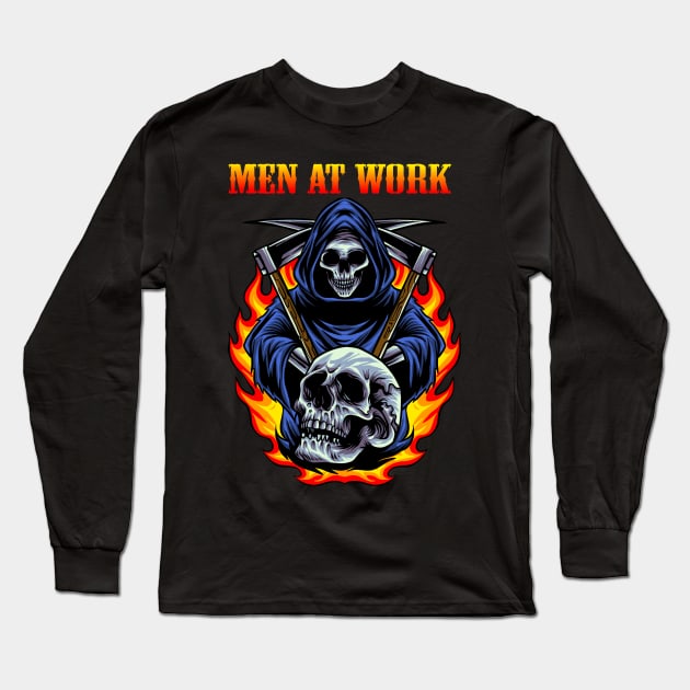 WORK AT THE MEN BAND Long Sleeve T-Shirt by Bronze Archer